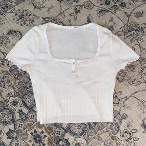 White Square Neck Cropped Top